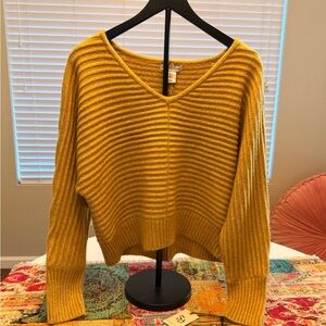 NWT Sincerely Jules Mustard V-Neck Sweater